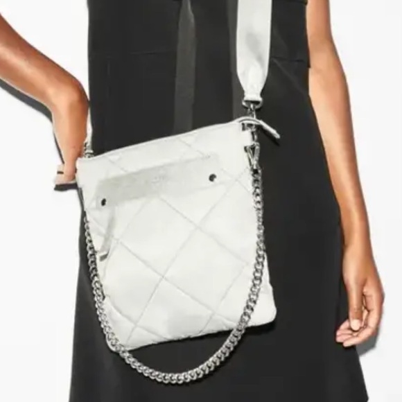 MZ Wallace Quilted Madison Flat Crossbody NWT, unopened. Light grey “Frost” - Picture 8 of 9